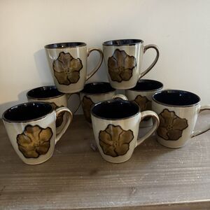 Pfaltzgraff Painted Poppies Coffee Mugs Cups Set Of 8